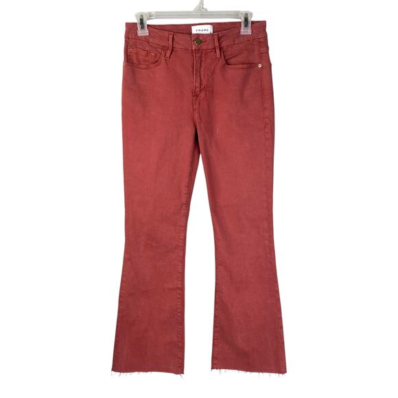 Frame Le Crop Mini Boot Cut Washed Redwood Stretch Denim Jeans SZ 27 - Picture 3 of 10